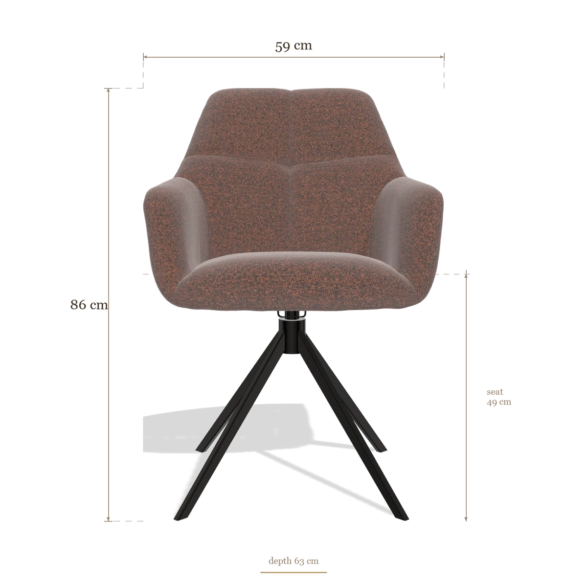 Sedia da pranzo Terano 6565, dimensioni 59 x 63 x 86 cm