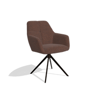 Sedia da pranzo Terano 6565 in tessuto Ascot Brick (cioccolato), base girevole in espresso, vista angolata