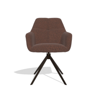 Sedia da pranzo Terano 6565 in tessuto Ascot Brick (cioccolato), base girevole in espresso, vista frontale