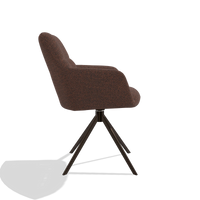 Sedia da pranzo Terano 6565 in tessuto Ascot Brick (cioccolato), base girevole in espresso, vista laterale