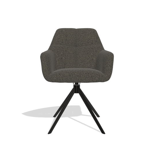 Chaise de salle à manger Terano 6565 en tissu Ascot Mouse (chocolat), pied pivotant en noir, vue de face