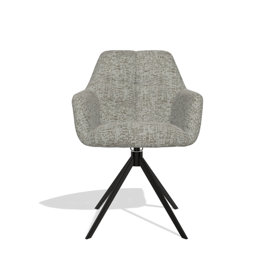 Chaise de salle à manger Terano 6565 en tissu Be Fine 120 (gris), pied pivotant en noir, vue de face