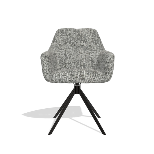 Chaise de salle à manger Terano 6565 en tissu Be Fine 45 (taupe), pied pivotant en noir, vue de face