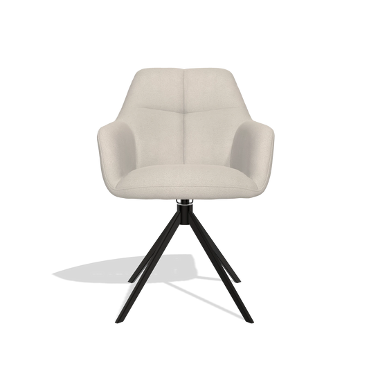 Chaise de salle à manger Terano 6565 en tissu Boogie 02 (gris clair), pied pivotant en noir, vue de face