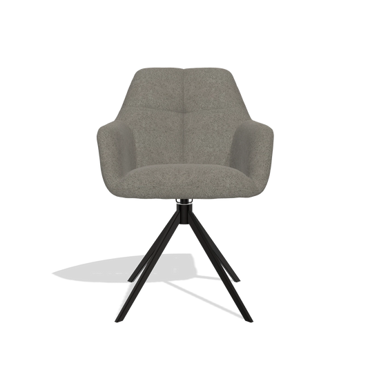 Chaise de salle à manger Terano 6565 en tissu Boogie 12 (gris foncé), pied pivotant en noir, vue de face