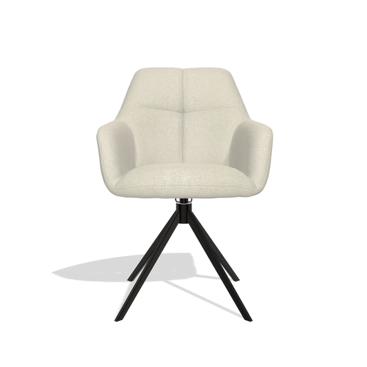 Chaise de salle à manger Terano 6565 en tissu Boogie 84 (gris clair), pied pivotant en noir, vue de face