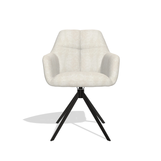 Chaise de salle à manger Terano 6565 en tissu Bull 05 (gris clair), pied pivotant en noir, vue de face