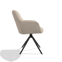 Dining Chair Terano 6565 in Cayenne 102 fabric (sand), black swivel base, side view