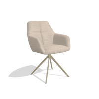 Dining Chair Terano 6565 in Cayenne 102 fabric (sand), champagne swivel base, angled view