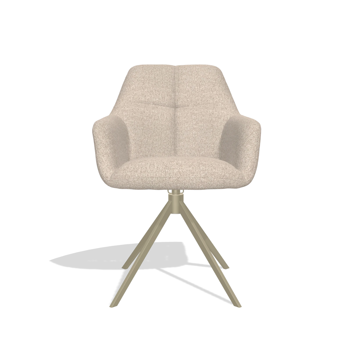 Dining Chair Terano 6565 in Cayenne 102 fabric (sand), champagne swivel base, front view