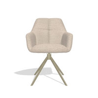 Dining Chair Terano 6565 in Cayenne 102 fabric (sand), champagne swivel base, front view