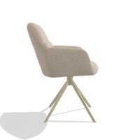 Dining Chair Terano 6565 in Cayenne 102 fabric (sand), champagne swivel base, side view