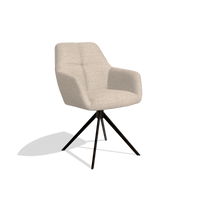 Dining Chair Terano 6565 in Cayenne 102 fabric (sand), espresso swivel base, angled view