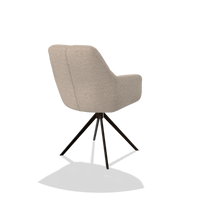 Dining Chair Terano 6565 in Cayenne 102 fabric (sand), espresso swivel base, back angled view