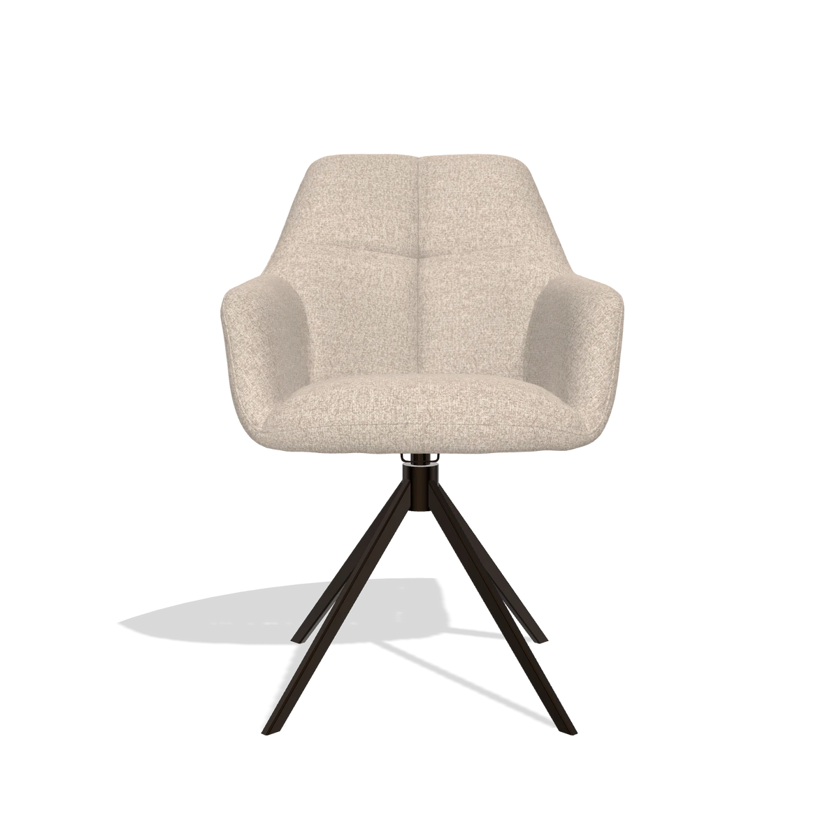 Dining Chair Terano 6565 in Cayenne 102 fabric (sand), espresso swivel base, front view