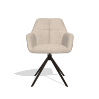Dining Chair Terano 6565 in Cayenne 102 fabric (sand), espresso swivel base, front view