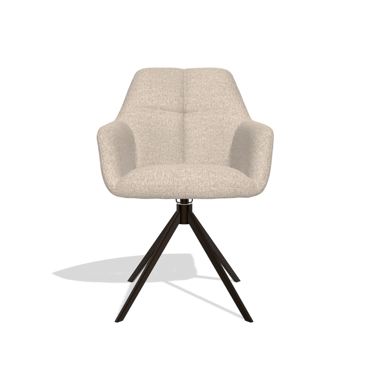 Dining Chair Terano 6565 in Cayenne 102 fabric (sand), espresso swivel base, front view