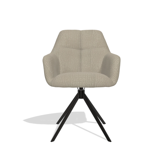Chaise de salle à manger Terano 6565 en tissu Energy 05 (grège), pied pivotant en noir, vue de face