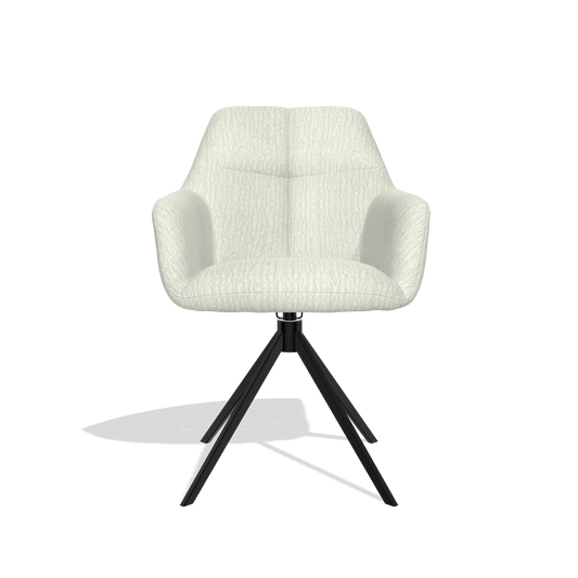 Chaise de salle à manger Terano 6565 en tissu Energy 101 (gris clair), pied pivotant en noir, vue de face