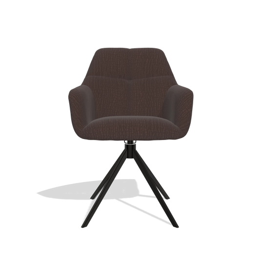 Chaise de salle à manger Terano 6565 en tissu Energy 34 (chocolat), pied pivotant en noir, vue de face
