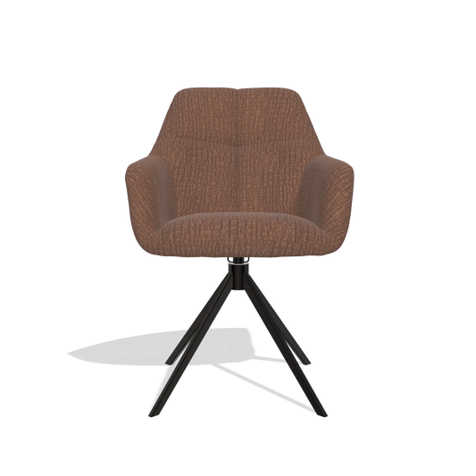Chaise de salle à manger Terano 6565 en tissu Energy 96 (marron), pied pivotant en noir, vue de face