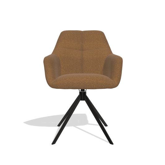 Chaise de salle à manger Terano 6565 en tissu Glory 16 (marron), pied pivotant en noir, vue de face