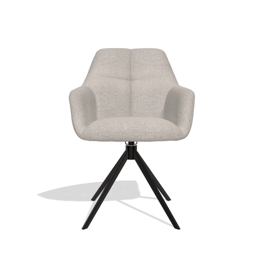 Chaise de salle à manger Terano 6565 en tissu Glory 196 (vieux rose), pied pivotant en noir, vue de face