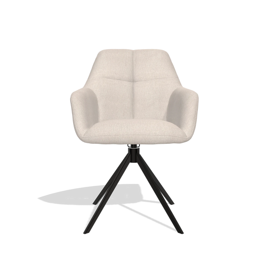 Chaise de salle à manger Terano 6565 en tissu Guard 01 (gris clair), pied pivotant en noir, vue de face