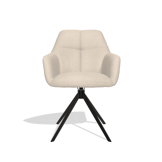 Chaise de salle à manger Terano 6565 en tissu Guard 05 (gris clair), pied pivotant en noir, vue de face