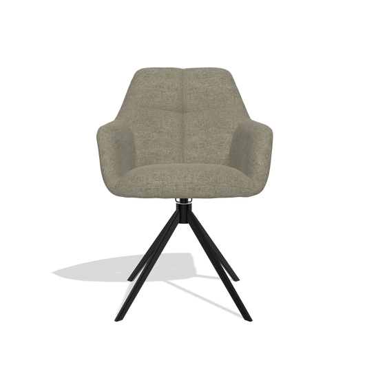 Chaise de salle à manger Terano 6565 en tissu Guard 193 (taupe), pied pivotant en noir, vue de face