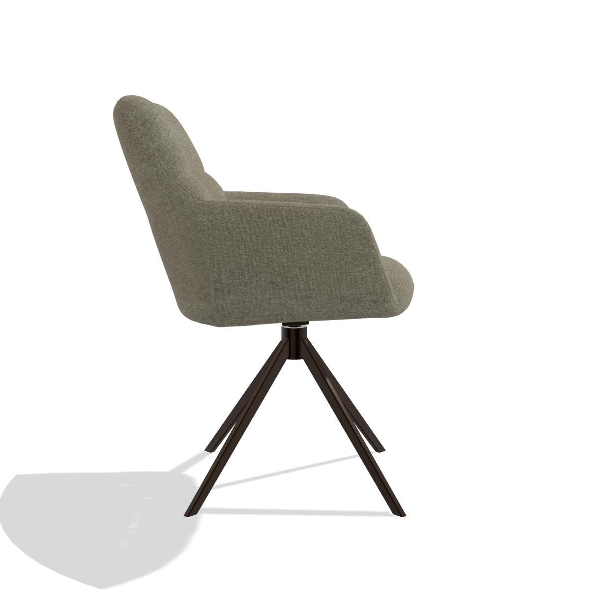 Esszimmerstuhl Terano 6565 in Stoff Guard 193 (Taupe), Drehfuß in Espresso, Seitenansicht