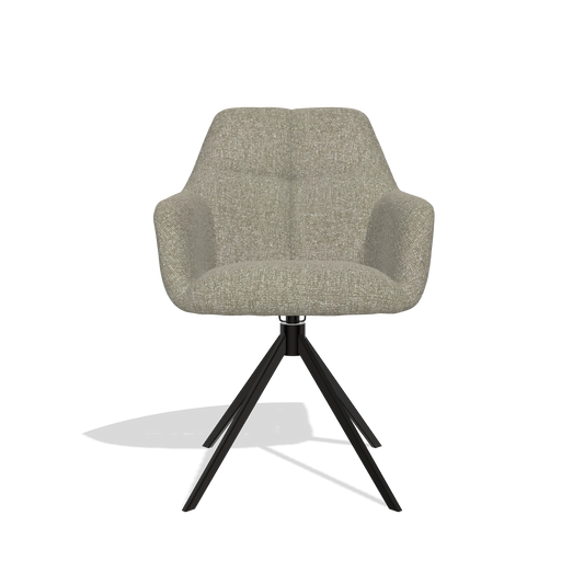 Chaise de salle à manger Terano 6565 en tissu Lodge 05 (taupe), pied pivotant en noir, vue de face
