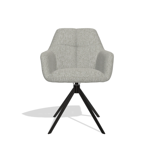 Chaise de salle à manger Terano 6565 en tissu Lodge 110 (grège), pied pivotant en noir, vue de face
