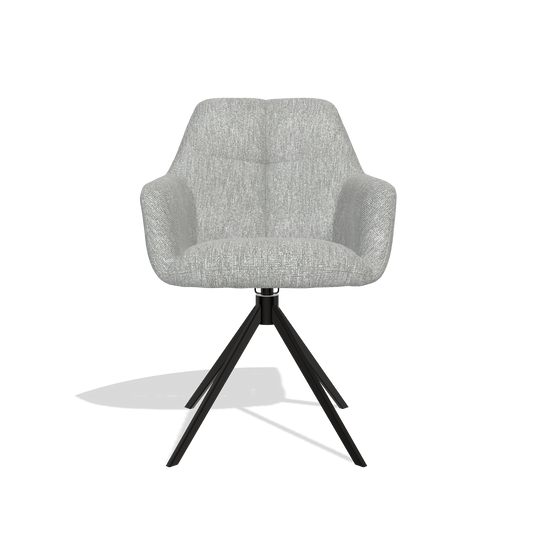 Chaise de salle à manger Terano 6565 en tissu Lodge 60 (grège), pied pivotant en noir, vue de face