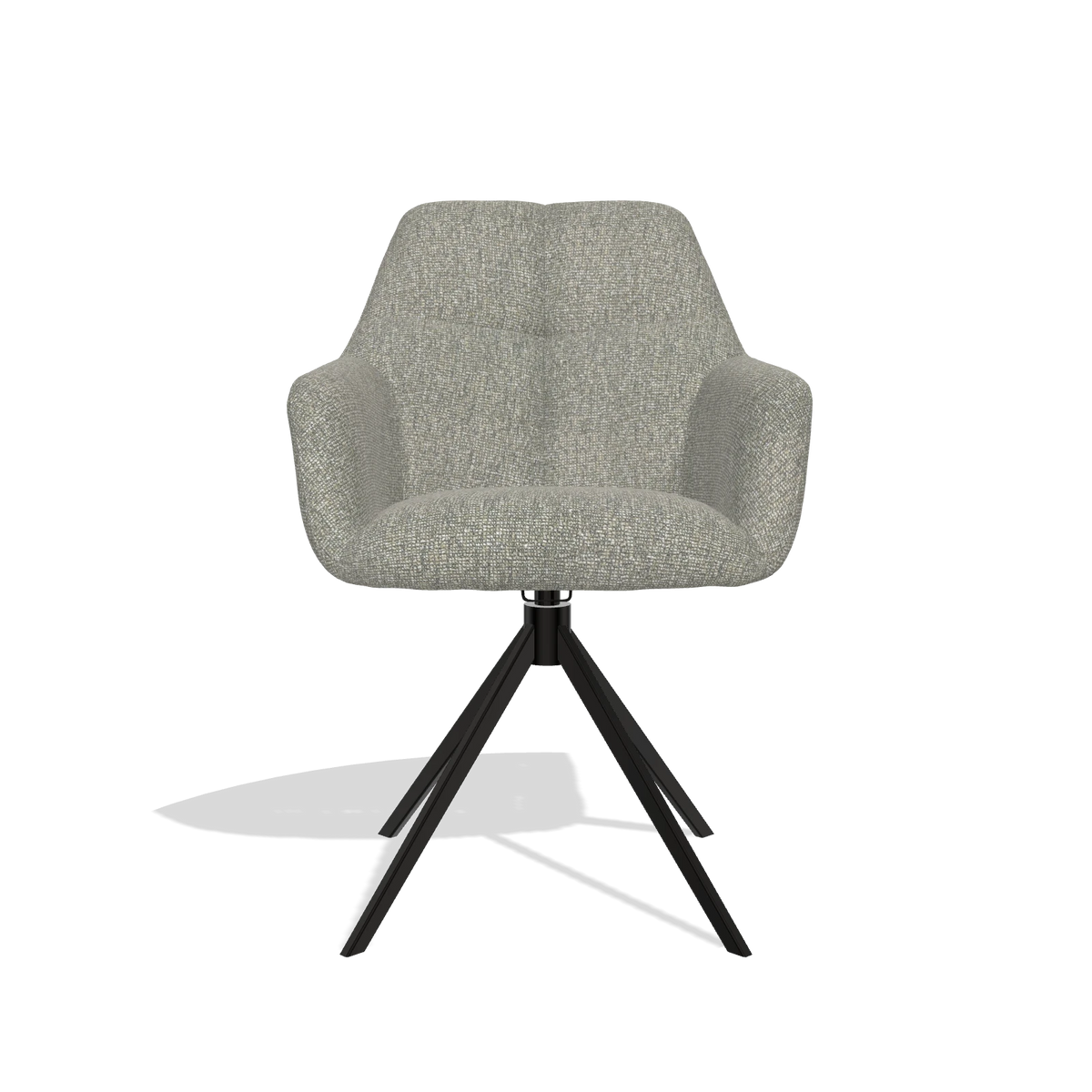 Dining Chair Terano 6565 in Lodge 84 fabric (taupe), black swivel base, front view