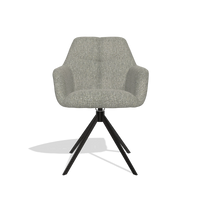 Dining Chair Terano 6565 in Lodge 84 fabric (taupe), black swivel base, front view