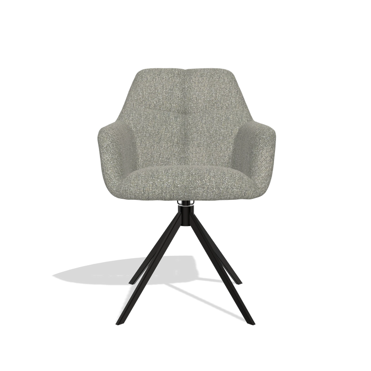 Dining Chair Terano 6565 in Lodge 84 fabric (taupe), black swivel base, front view