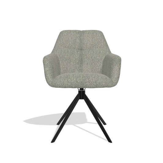Chaise de salle à manger Terano 6565 en tissu Lodge 84 (taupe), pied pivotant en noir, vue de face