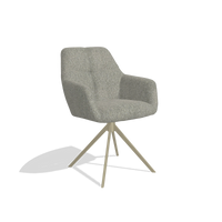 Dining Chair Terano 6565 in Lodge 84 fabric (taupe), champagne swivel base, angled view