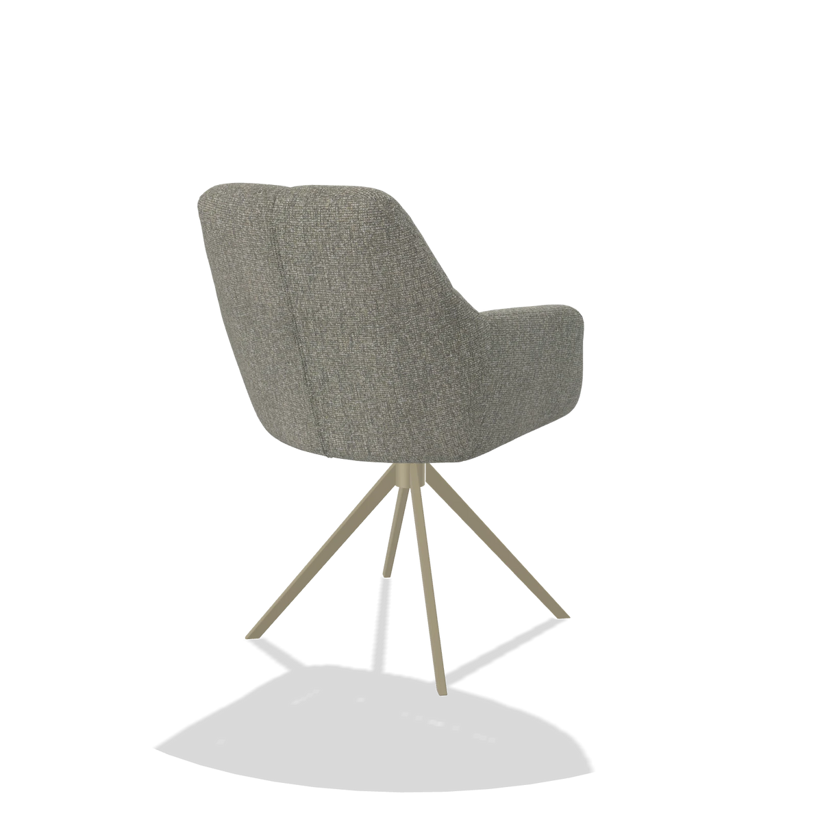 Dining Chair Terano 6565 in Lodge 84 fabric (taupe), champagne swivel base, back angled view