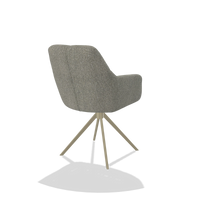 Dining Chair Terano 6565 in Lodge 84 fabric (taupe), champagne swivel base, back angled view