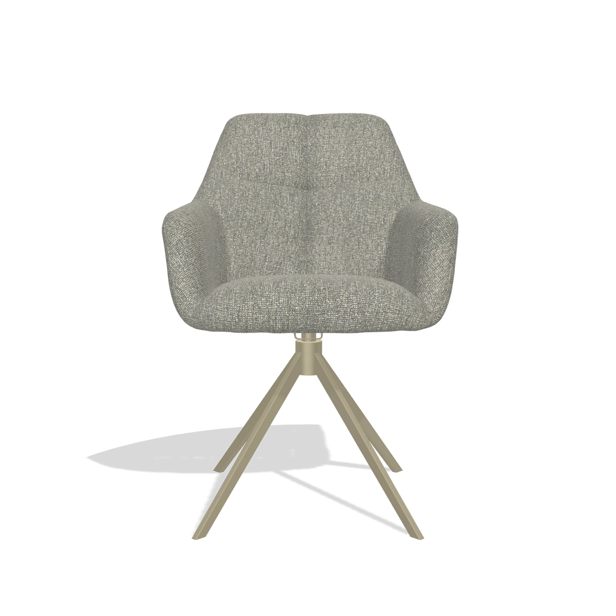Dining Chair Terano 6565 in Lodge 84 fabric (taupe), champagne swivel base, front view