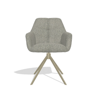 Dining Chair Terano 6565 in Lodge 84 fabric (taupe), champagne swivel base, front view