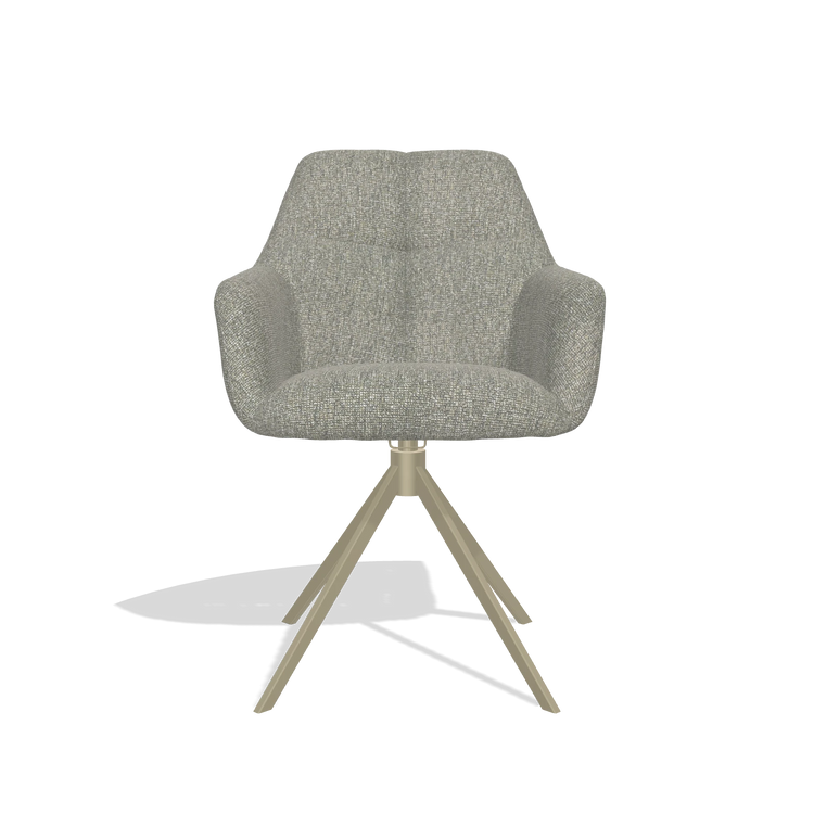 Dining Chair Terano 6565 in Lodge 84 fabric (taupe), champagne swivel base, front view