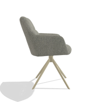Dining Chair Terano 6565 in Lodge 84 fabric (taupe), champagne swivel base, side view