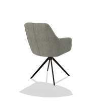 Dining Chair Terano 6565 in Lodge 84 fabric (taupe), espresso swivel base, back angled view