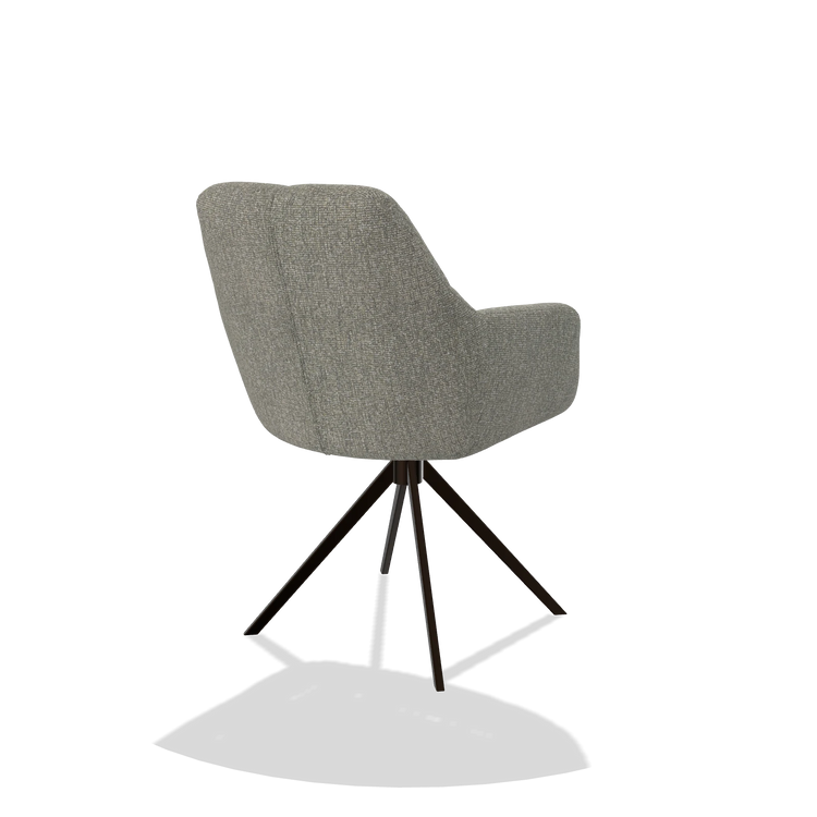 Dining Chair Terano 6565 in Lodge 84 fabric (taupe), espresso swivel base, back angled view