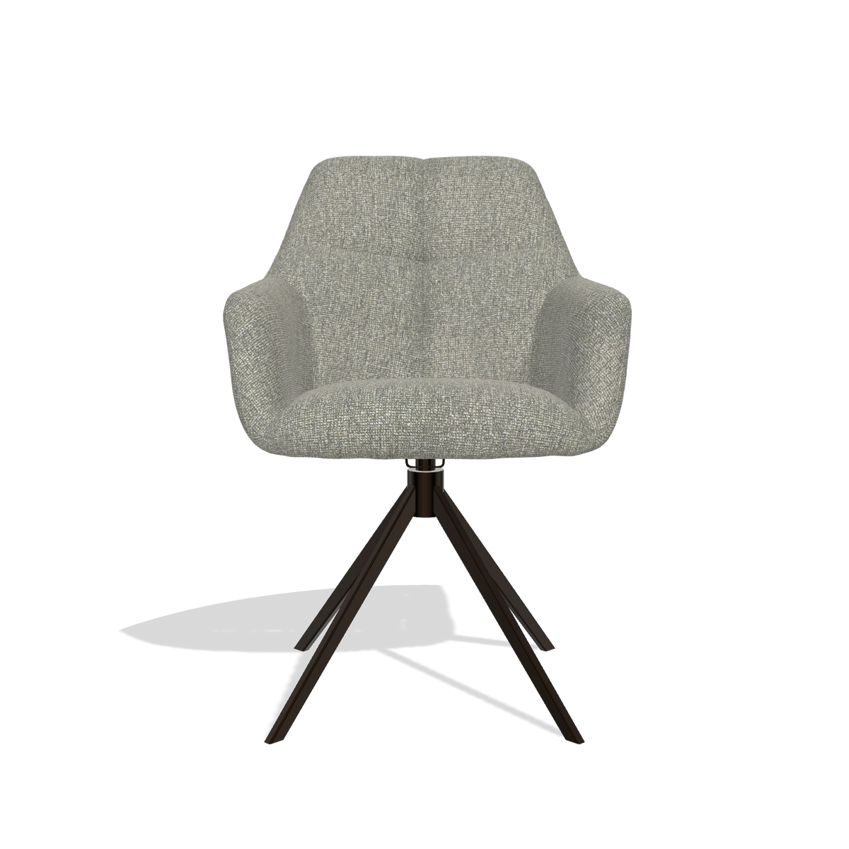Dining Chair Terano 6565 in Lodge 84 fabric (taupe), espresso swivel base, front view