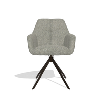 Dining Chair Terano 6565 in Lodge 84 fabric (taupe), espresso swivel base, front view