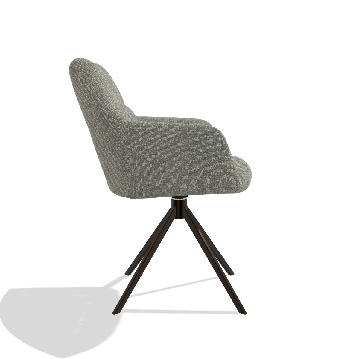 Dining Chair Terano 6565 in Lodge 84 fabric (taupe), espresso swivel base, side view